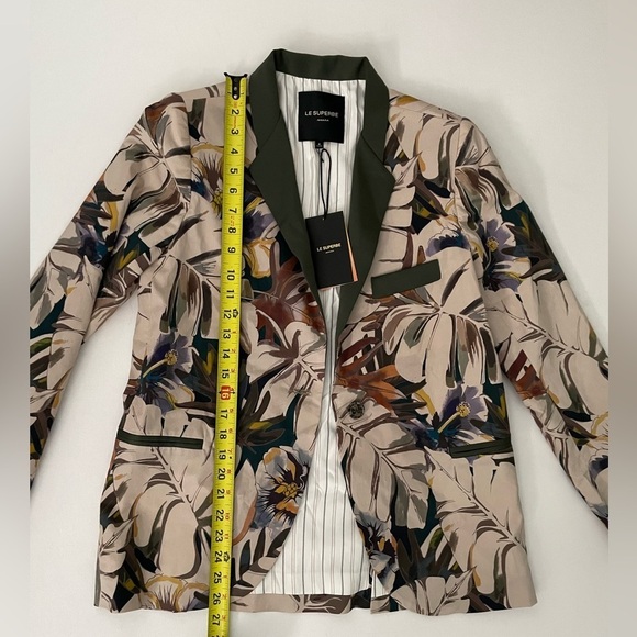 LE SUPERBE Coastal Paradise Floral printed blazer cotton tropical jacket Small 4 - Picture 3 of 10